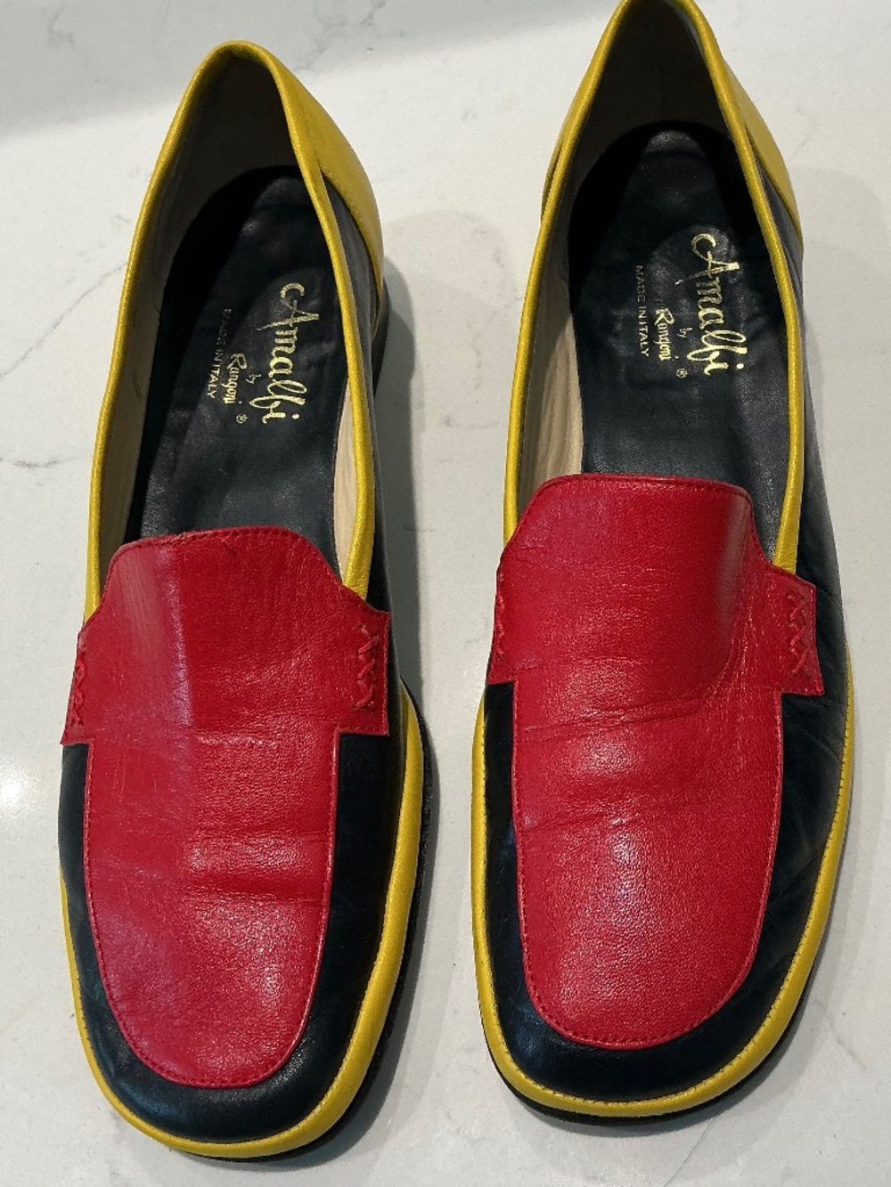 Vintage Amalfi by Rangoni Colorblock Leather Loafers Size 8.5 AAAA Super Slim